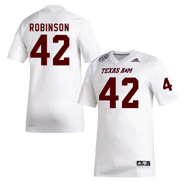 Men #42 Kent Robinson Texas A&M Aggies College Football Jerseys Stitched Sale-White